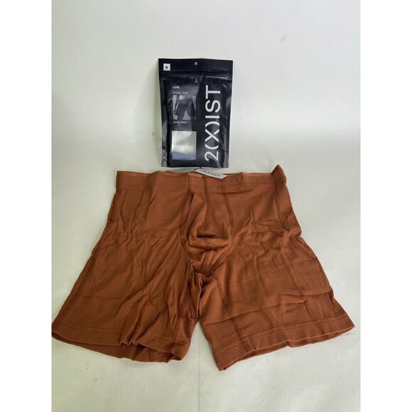 2xist Modal Luxe Rib Boxer Brief 6in Underwear Baked Clay Mens Size M - Picture 1 of 5